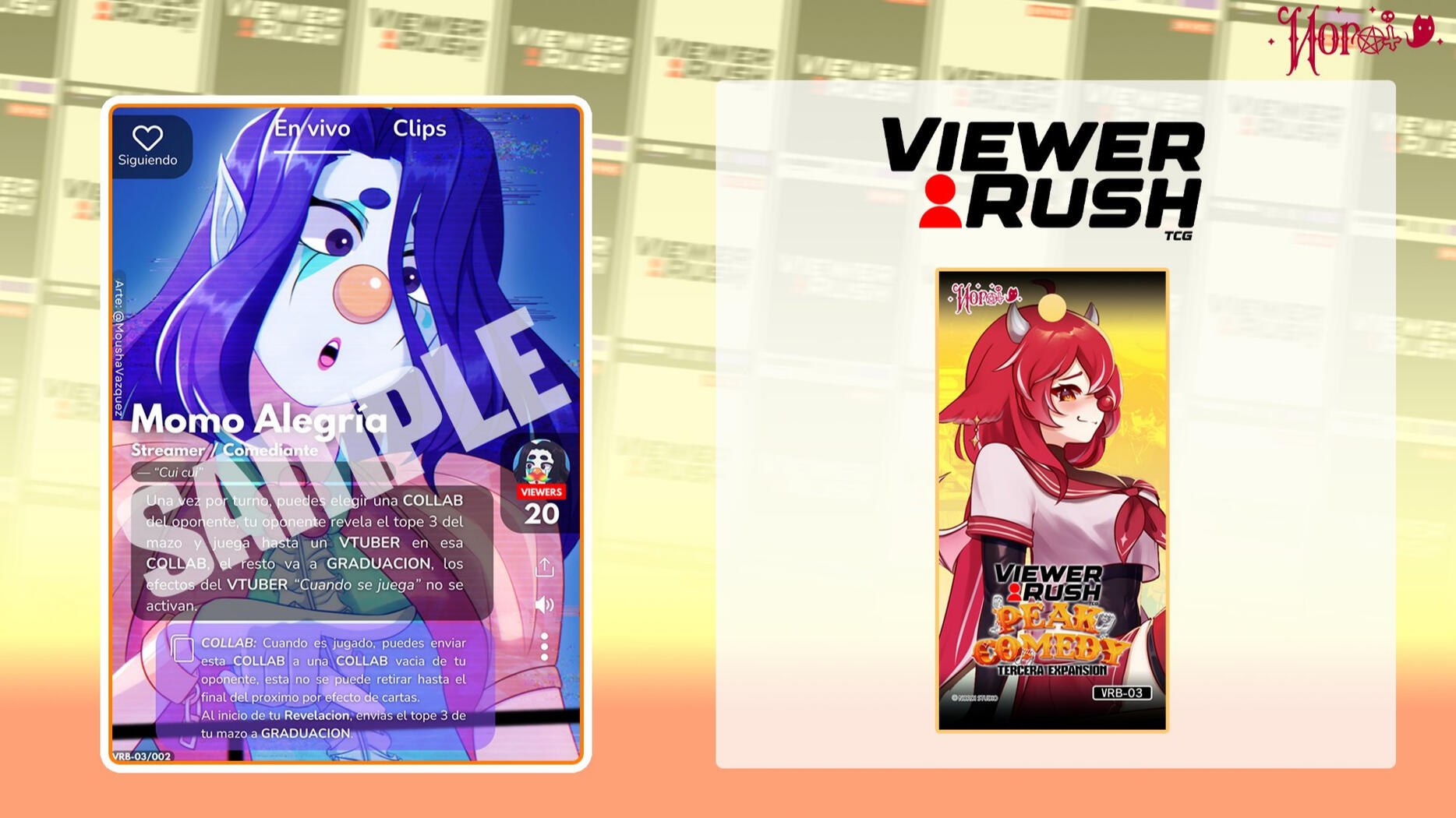 Carta jugable en Viewer Rush TCG, colección: Peak Comedy (Abril 2025)